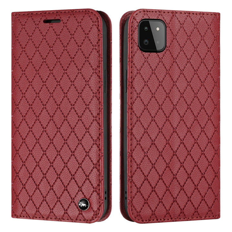 For Samsung Galaxy A22 5G S11 RFID Diamond Lattice Flip Leather Phone Case