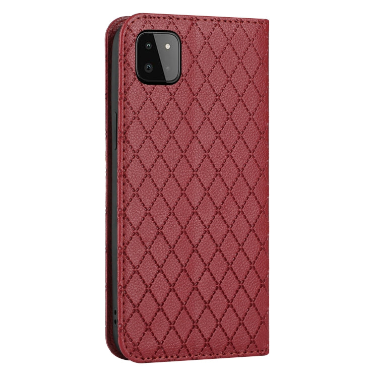 For Samsung Galaxy A22 5G S11 RFID Diamond Lattice Flip Leather Phone Case