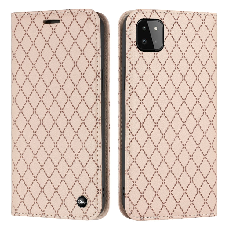For Samsung Galaxy A22 5G S11 RFID Diamond Lattice Flip Leather Phone Case
