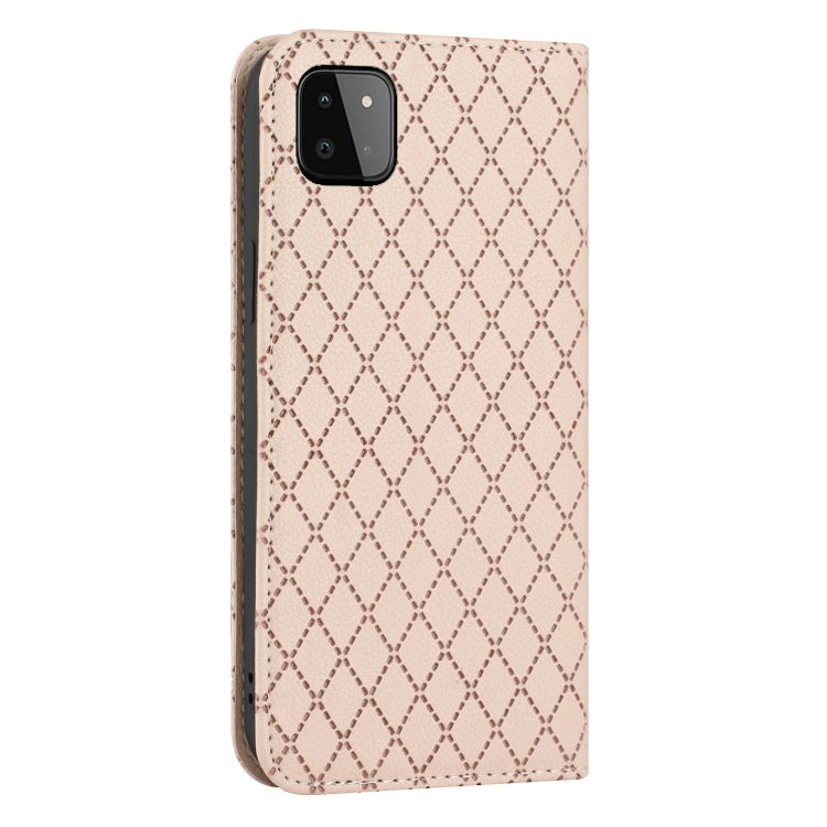 For Samsung Galaxy A22 5G S11 RFID Diamond Lattice Flip Leather Phone Case
