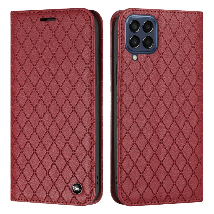 For Samsung Galaxy M33 5G S11 RFID Diamond Lattice Flip Leather Phone Case