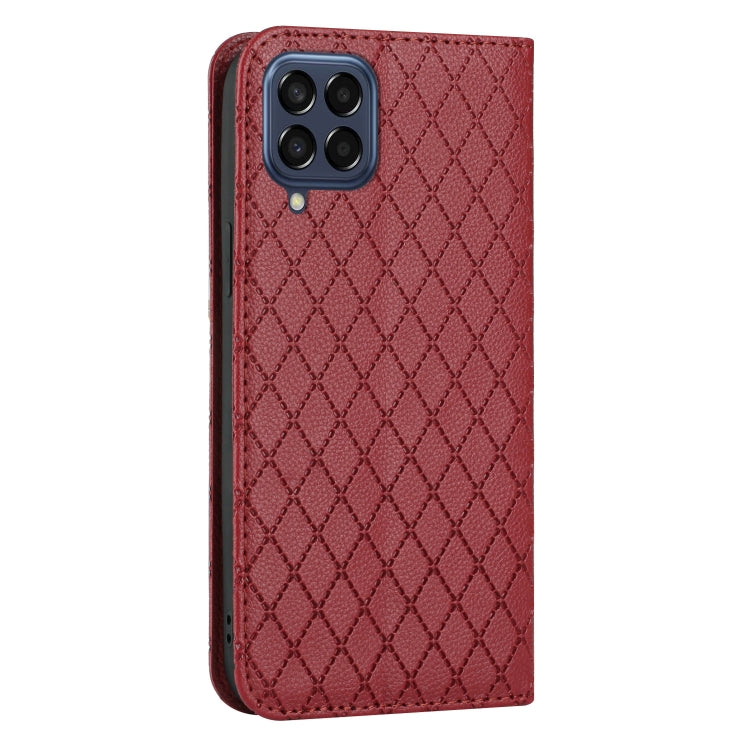 For Samsung Galaxy M33 5G S11 RFID Diamond Lattice Flip Leather Phone Case