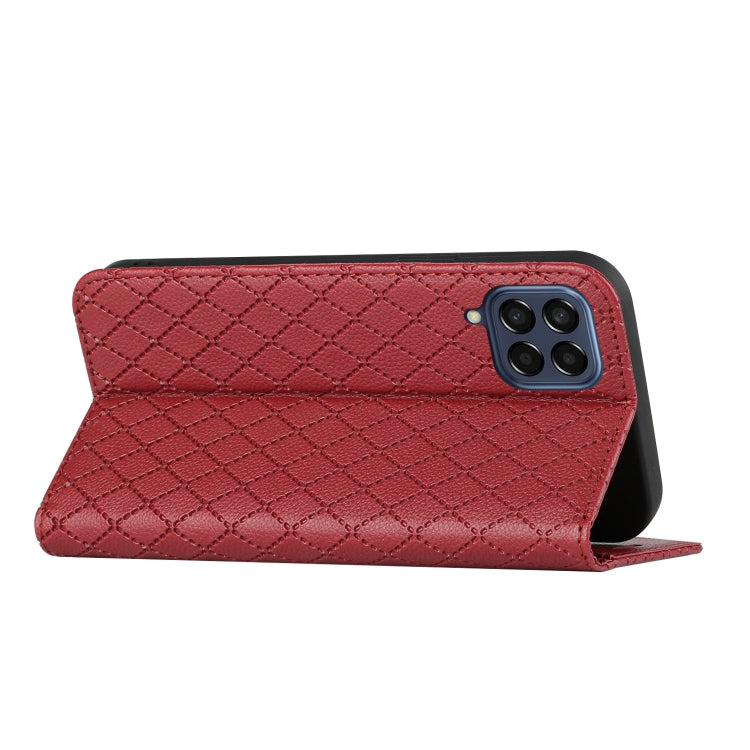 For Samsung Galaxy M33 5G S11 RFID Diamond Lattice Flip Leather Phone Case