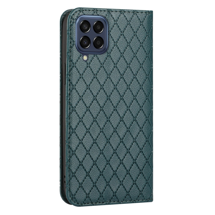For Samsung Galaxy M33 5G S11 RFID Diamond Lattice Flip Leather Phone Case