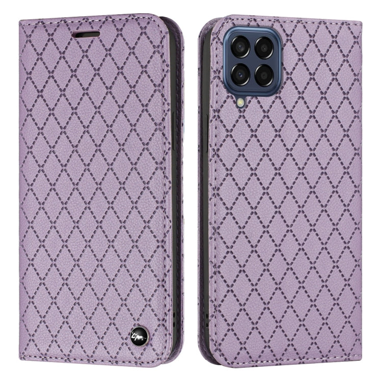 For Samsung Galaxy M33 5G S11 RFID Diamond Lattice Flip Leather Phone Case
