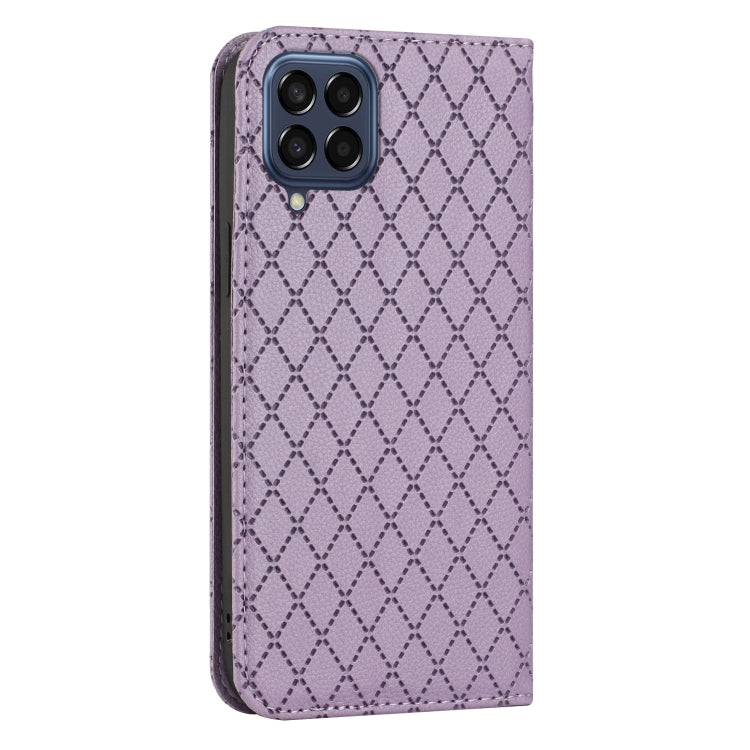 For Samsung Galaxy M33 5G S11 RFID Diamond Lattice Flip Leather Phone Case