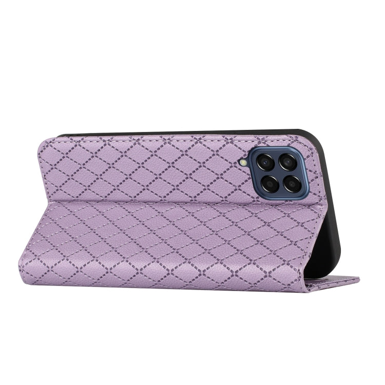 For Samsung Galaxy M33 5G S11 RFID Diamond Lattice Flip Leather Phone Case
