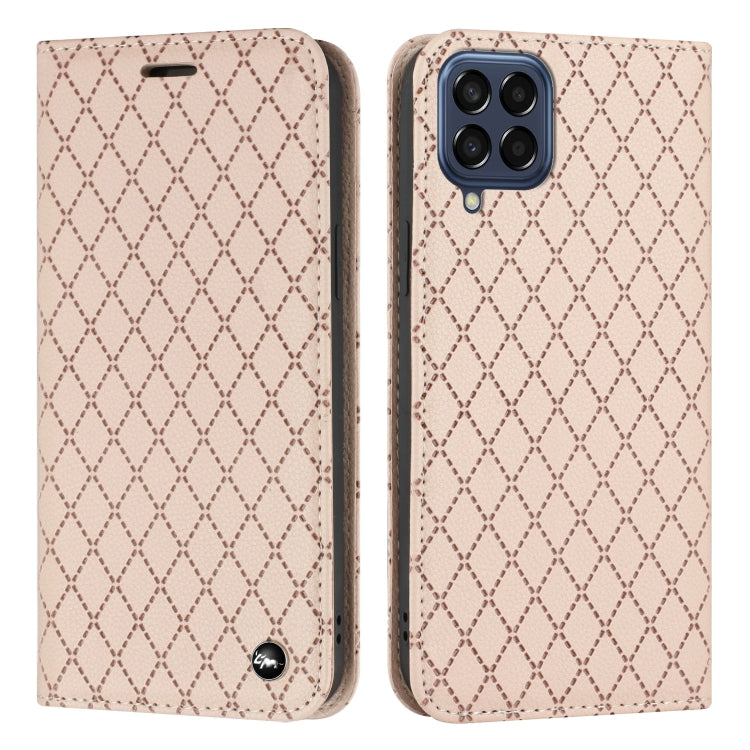 For Samsung Galaxy M33 5G S11 RFID Diamond Lattice Flip Leather Phone Case
