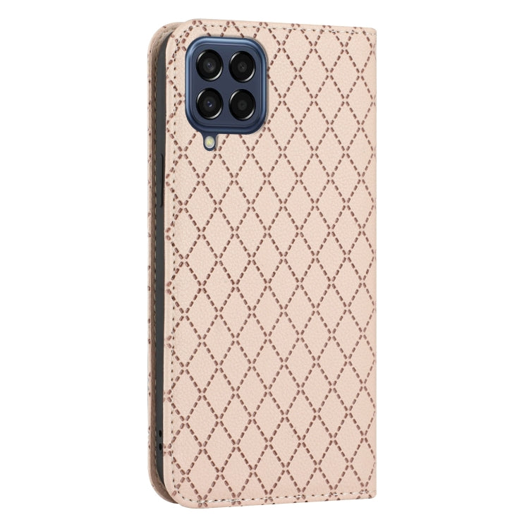 For Samsung Galaxy M33 5G S11 RFID Diamond Lattice Flip Leather Phone Case