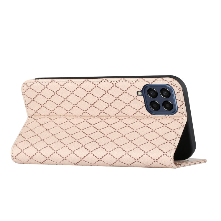 For Samsung Galaxy M53 5G S11 RFID Diamond Lattice Flip Leather Phone Case