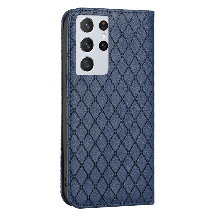 For Samsung Galaxy S21 Ultra 5G S11 RFID Diamond Lattice Flip Leather Phone Case