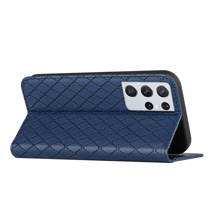 For Samsung Galaxy S21 Ultra 5G S11 RFID Diamond Lattice Flip Leather Phone Case