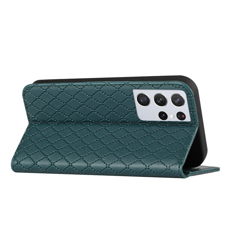 For Samsung Galaxy S21 Ultra 5G S11 RFID Diamond Lattice Flip Leather Phone Case