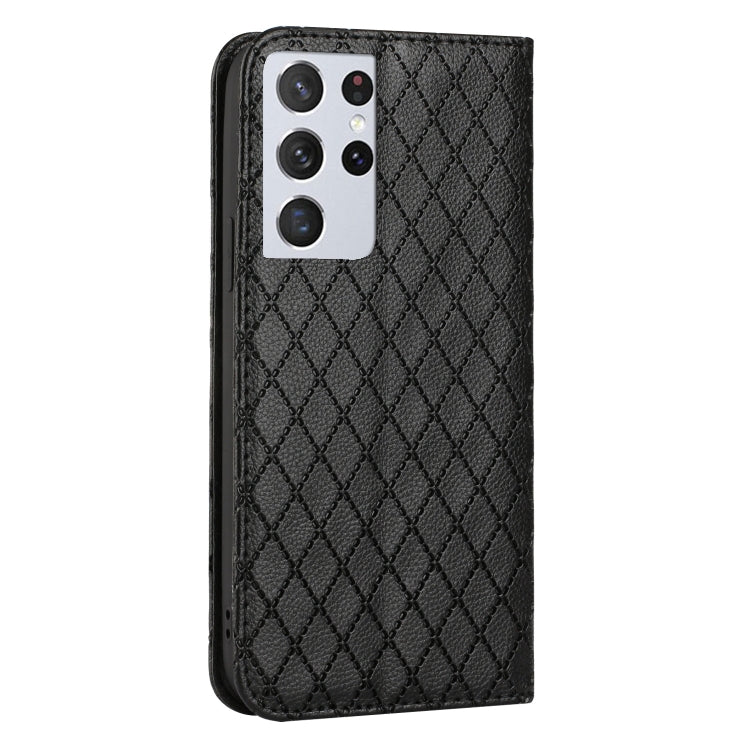For Samsung Galaxy S21 Ultra 5G S11 RFID Diamond Lattice Flip Leather Phone Case