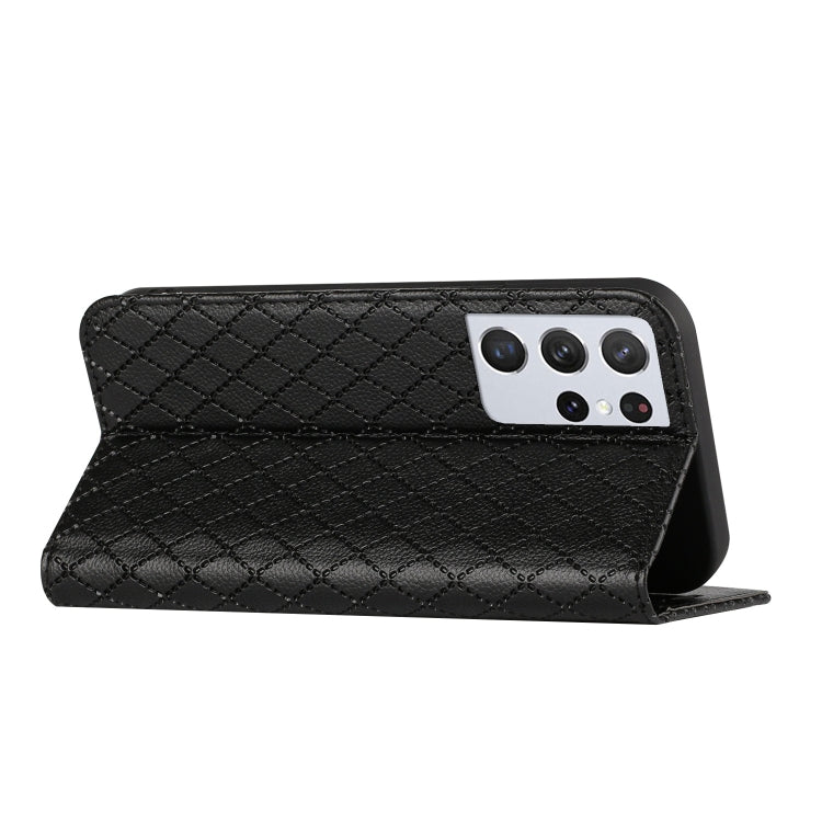 For Samsung Galaxy S21 Ultra 5G S11 RFID Diamond Lattice Flip Leather Phone Case
