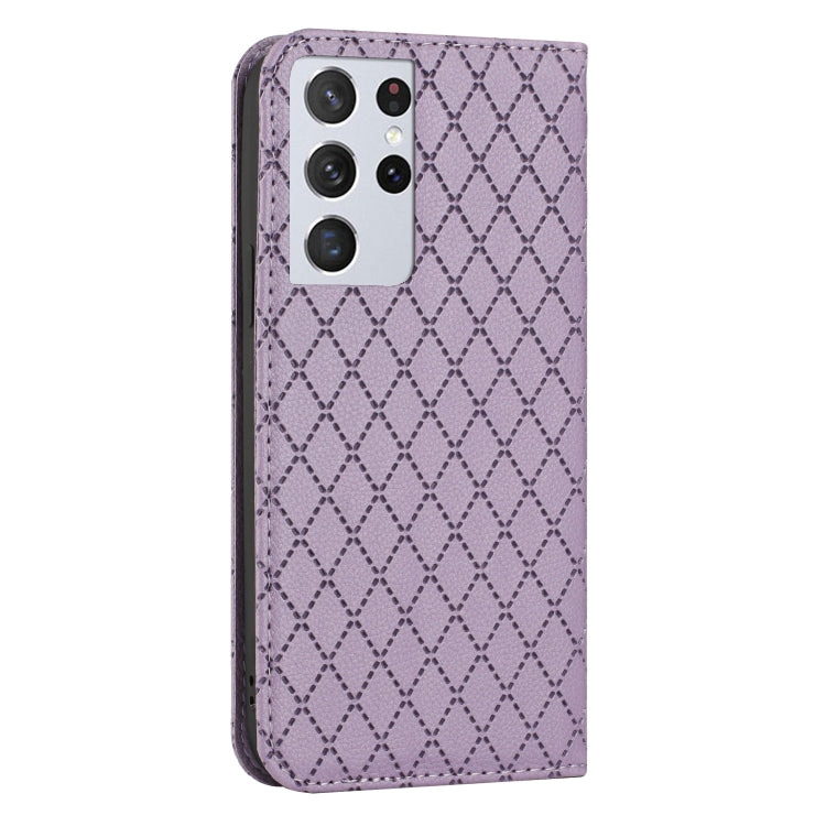 For Samsung Galaxy S21 Ultra 5G S11 RFID Diamond Lattice Flip Leather Phone Case