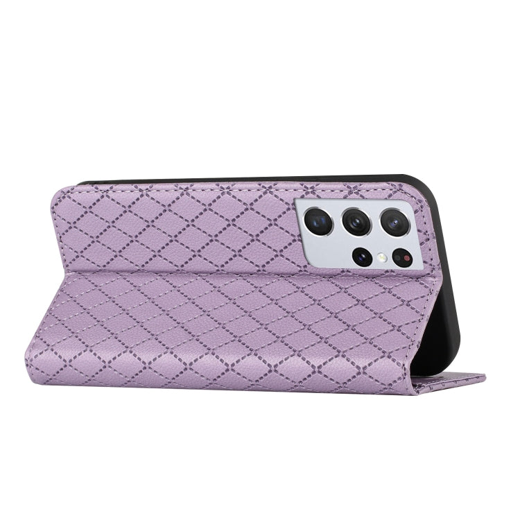For Samsung Galaxy S21 Ultra 5G S11 RFID Diamond Lattice Flip Leather Phone Case