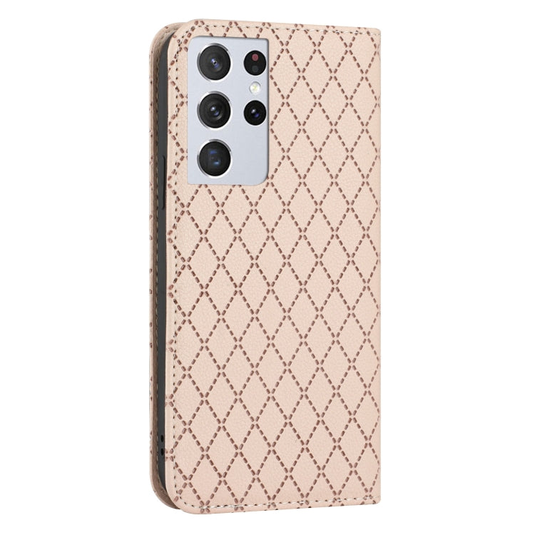 For Samsung Galaxy S21 Ultra 5G S11 RFID Diamond Lattice Flip Leather Phone Case