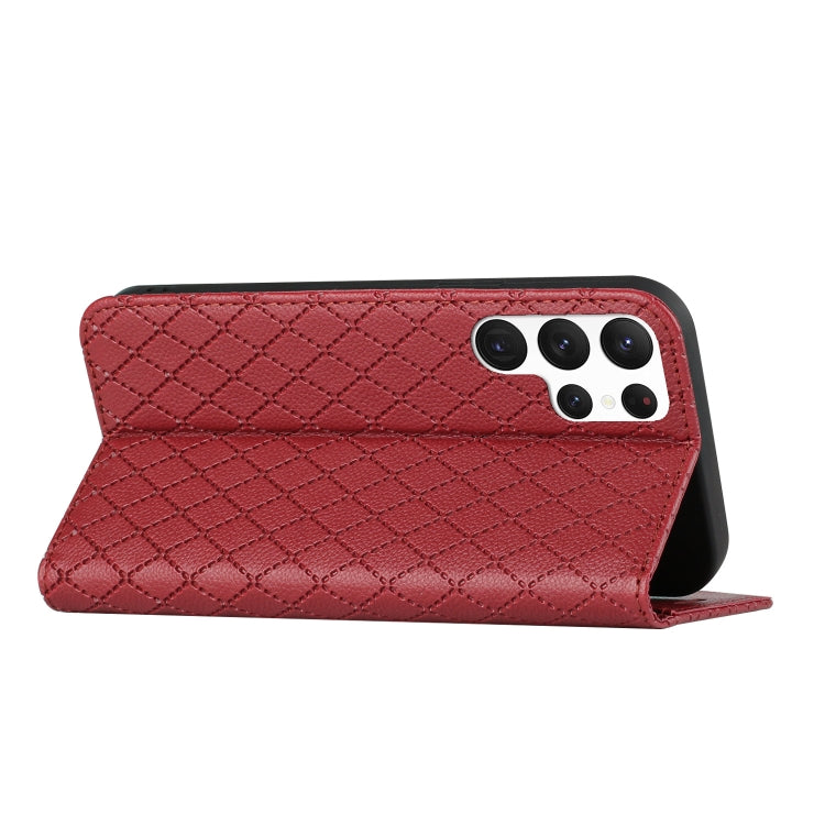 For Samsung Galaxy S22 Ultra 5G S11 RFID Diamond Lattice Flip Leather Phone Case