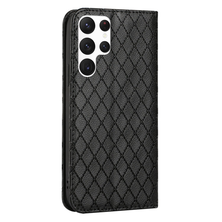 For Samsung Galaxy S22 Ultra 5G S11 RFID Diamond Lattice Flip Leather Phone Case