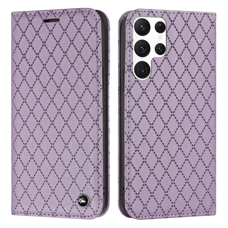 For Samsung Galaxy S22 Ultra 5G S11 RFID Diamond Lattice Flip Leather Phone Case