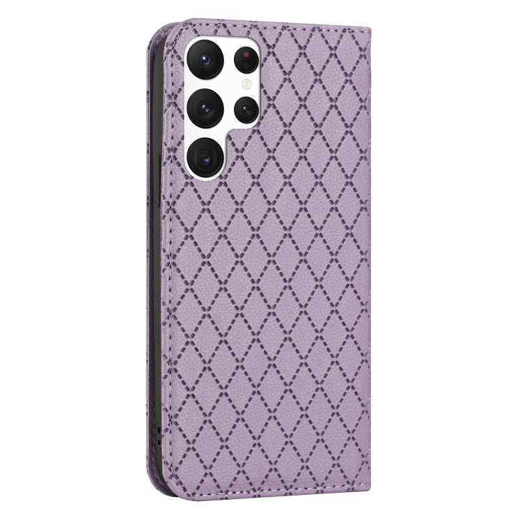 For Samsung Galaxy S22 Ultra 5G S11 RFID Diamond Lattice Flip Leather Phone Case