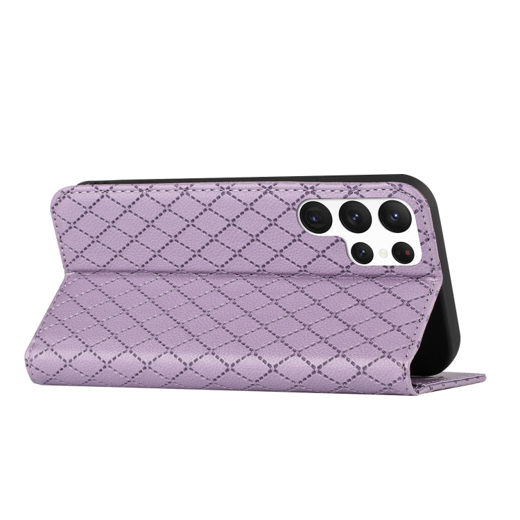 For Samsung Galaxy S22 Ultra 5G S11 RFID Diamond Lattice Flip Leather Phone Case