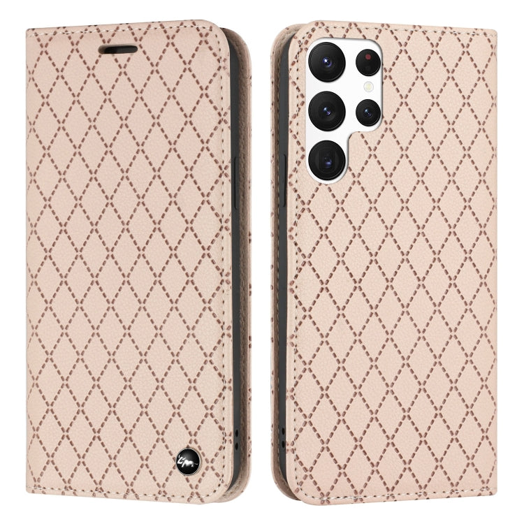 For Samsung Galaxy S22 Ultra 5G S11 RFID Diamond Lattice Flip Leather Phone Case