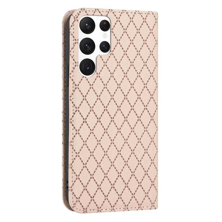 For Samsung Galaxy S22 Ultra 5G S11 RFID Diamond Lattice Flip Leather Phone Case