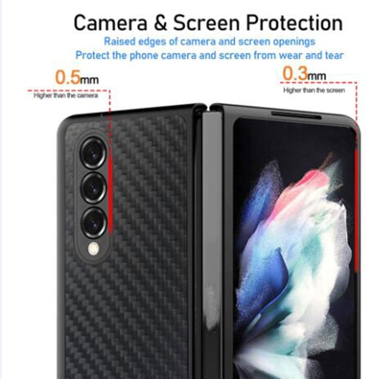 For Samsung Galaxy Z Fold4 Carbon Fiber Texture Skin-friendly Feel Ultra-thin Folding Phone Case with Screen Protector(Black)