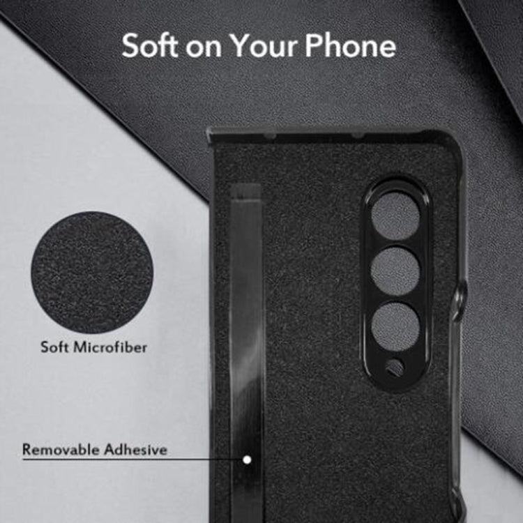 For Samsung Galaxy Z Fold4 Carbon Fiber Texture Skin-friendly Feel Ultra-thin Folding Phone Case with Screen Protector(Black)
