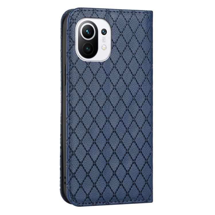 For Xiaomi Mi 11 Lite S11 RFID Diamond Lattice Flip Leather Phone Case