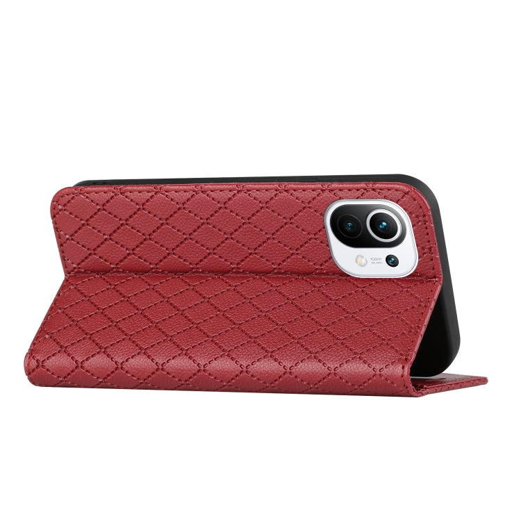 For Xiaomi Mi 11 Lite S11 RFID Diamond Lattice Flip Leather Phone Case