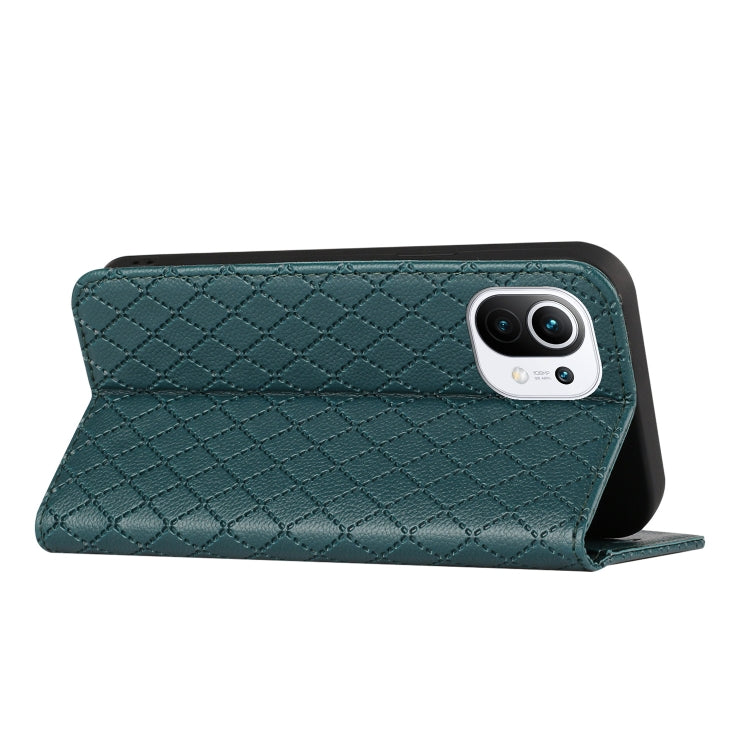For Xiaomi Mi 11 Lite S11 RFID Diamond Lattice Flip Leather Phone Case