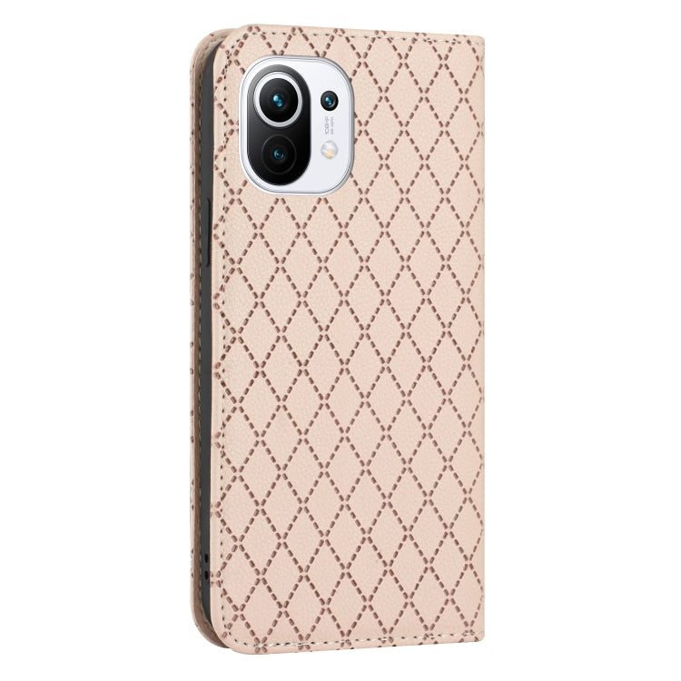 For Xiaomi Mi 11 Lite S11 RFID Diamond Lattice Flip Leather Phone Case