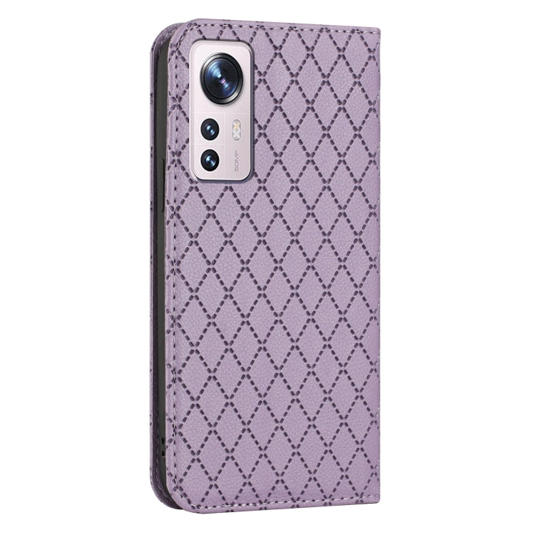 For Xiaomi 12 / 12X S11 RFID Diamond Lattice Flip Leather Phone Case