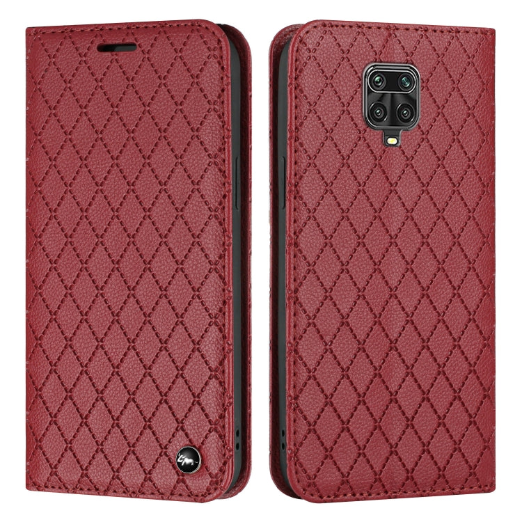 For Xiaomi Redmi Note 9 Pro / Note 9S S11 RFID Diamond Lattice Flip Leather Phone Case