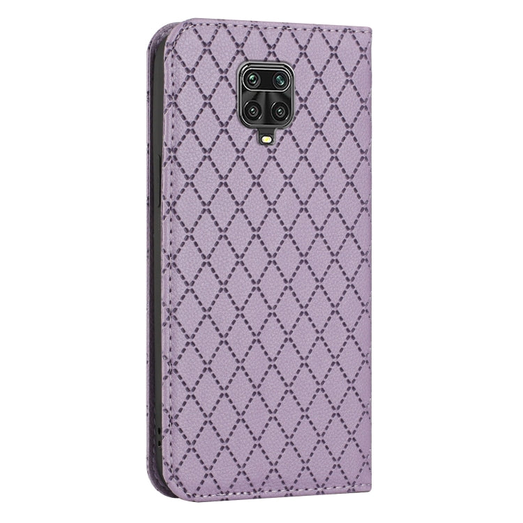 For Xiaomi Redmi Note 9 Pro / Note 9S S11 RFID Diamond Lattice Flip Leather Phone Case