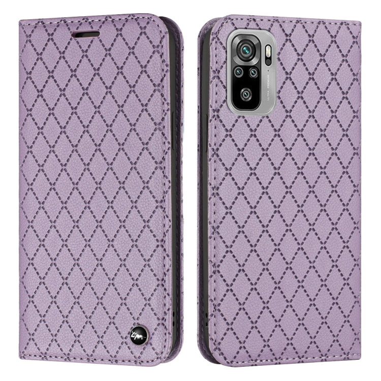 For Xiaomi Redmi Note 10 4G / Note 10S S11 RFID Diamond Lattice Flip Leather Phone Case