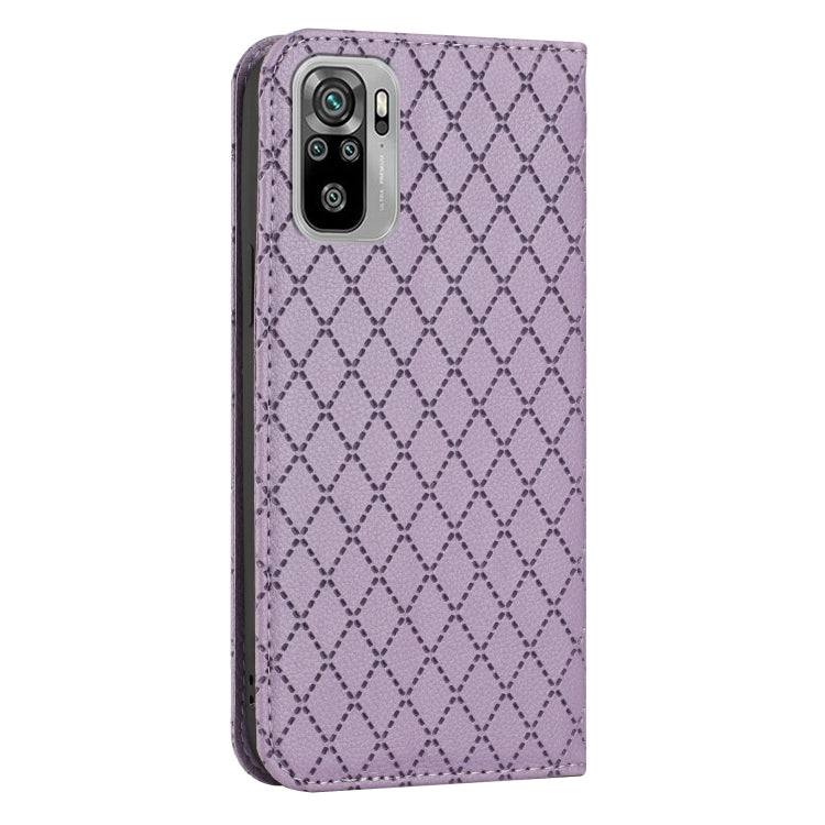 For Xiaomi Redmi Note 10 4G / Note 10S S11 RFID Diamond Lattice Flip Leather Phone Case
