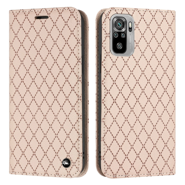 For Xiaomi Redmi Note 10 4G / Note 10S S11 RFID Diamond Lattice Flip Leather Phone Case