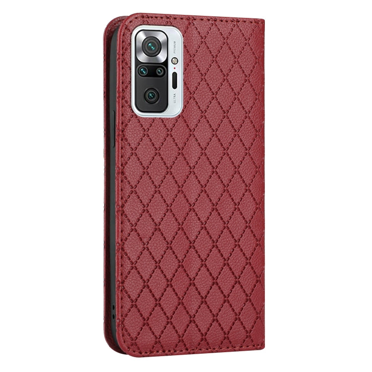 For Xiaomi Redmi Note 10 Pro / 10 Pro Max S11 RFID Diamond Lattice Flip Leather Phone Case