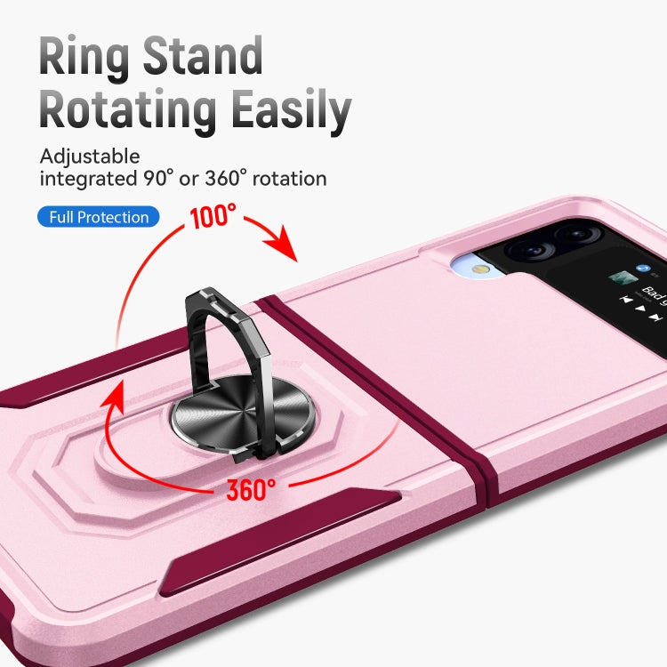 For Samsung Galaxy Z Flip4 Pioneer Armor PC + TPU Phone Case with Holder