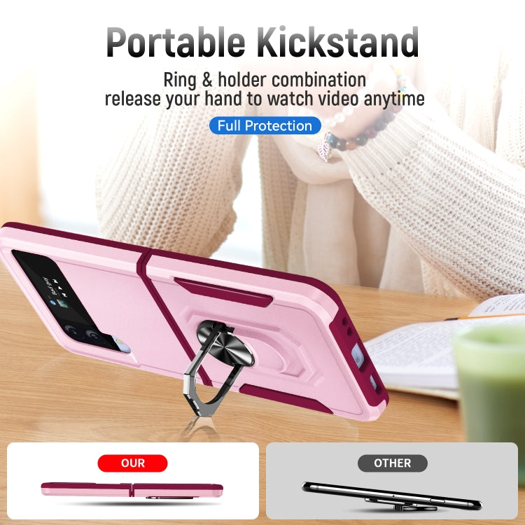 For Samsung Galaxy Z Flip4 Pioneer Armor PC + TPU Phone Case with Holder