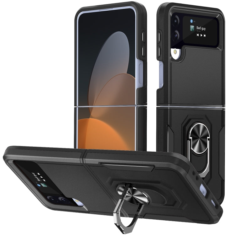For Samsung Galaxy Z Flip4 Pioneer Armor PC + TPU Phone Case with Holder