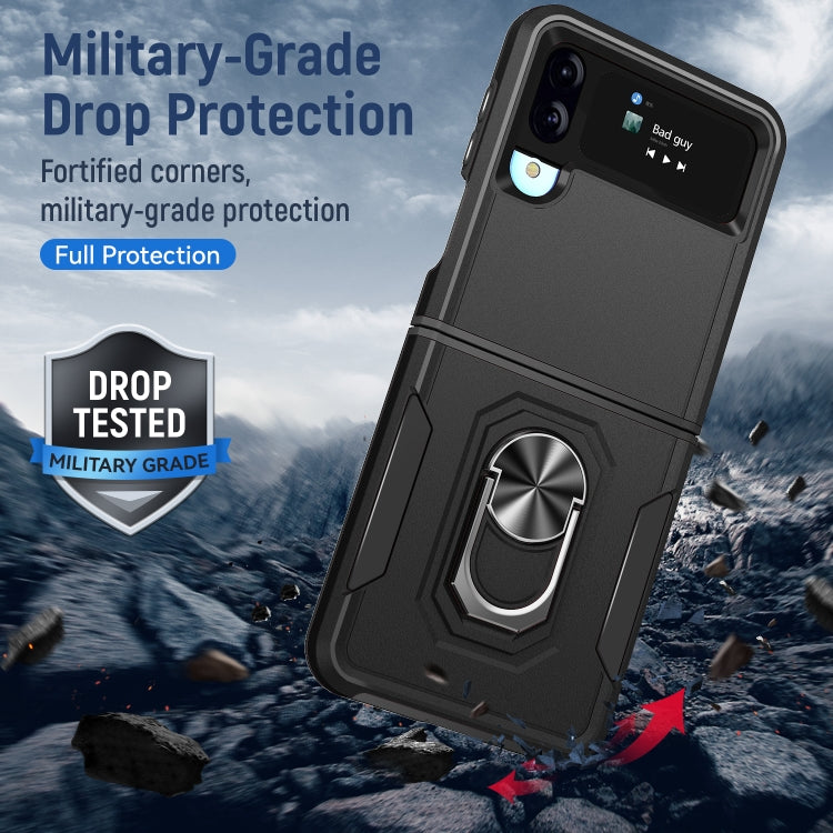 For Samsung Galaxy Z Flip4 Pioneer Armor PC + TPU Phone Case with Holder