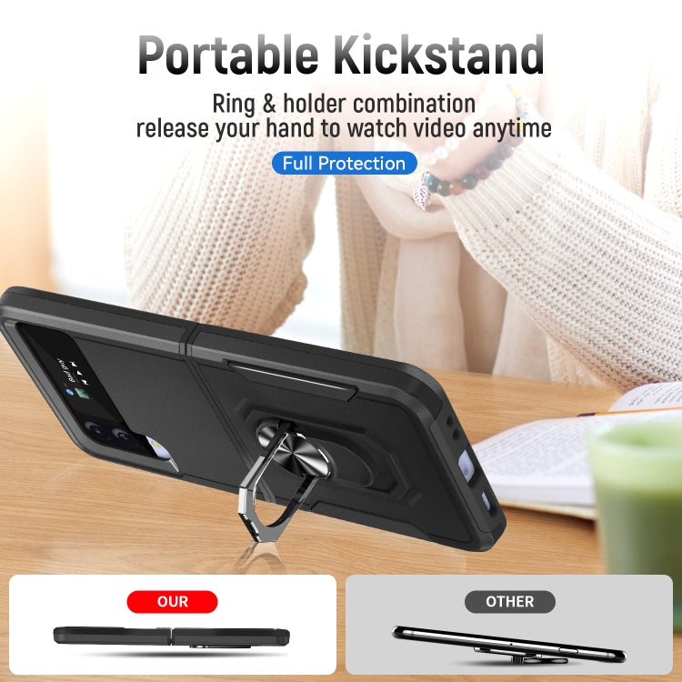 For Samsung Galaxy Z Flip4 Pioneer Armor PC + TPU Phone Case with Holder
