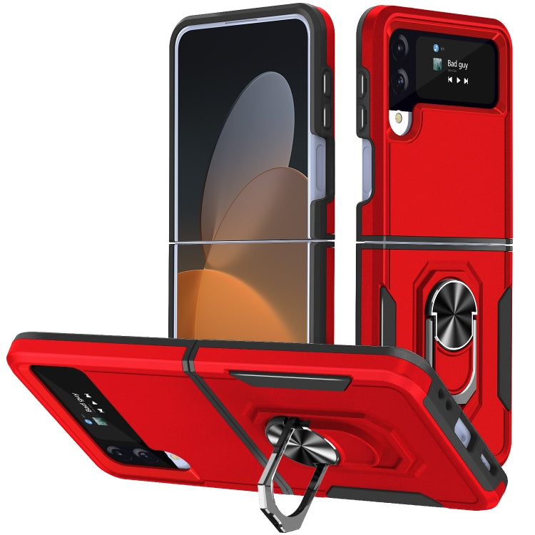For Samsung Galaxy Z Flip4 Pioneer Armor PC + TPU Phone Case with Holder
