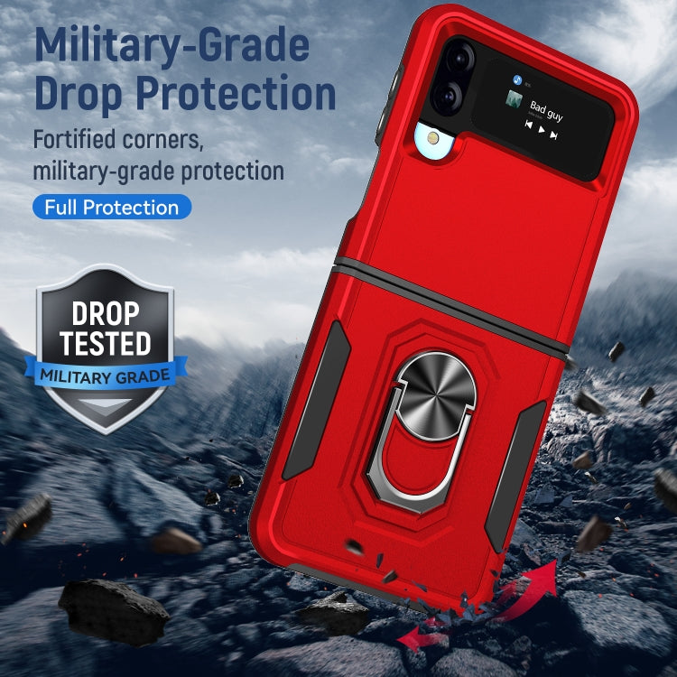 For Samsung Galaxy Z Flip4 Pioneer Armor PC + TPU Phone Case with Holder