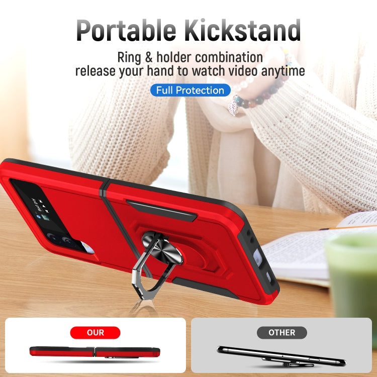 For Samsung Galaxy Z Flip4 Pioneer Armor PC + TPU Phone Case with Holder